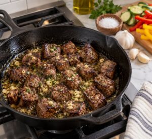 how to cook steak tips in a skillet