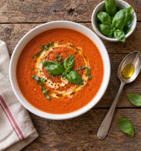 how to make tomato basil soup creamy
