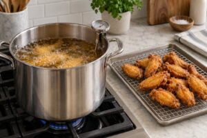 how to deep fry wings at home safely