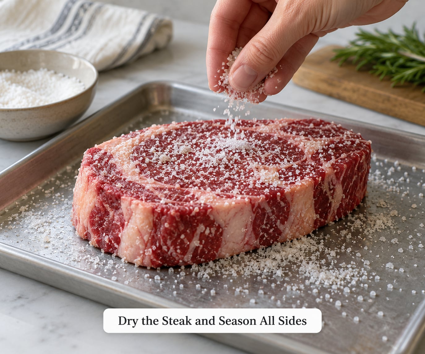Dry the Steak and Season All Sides
