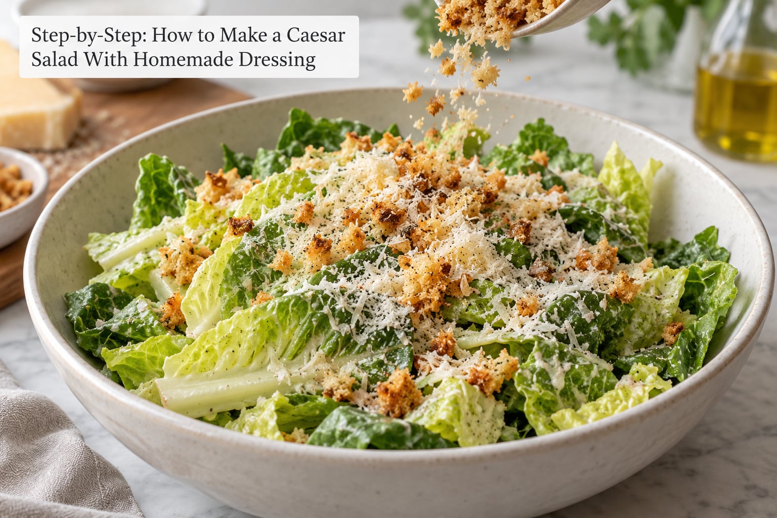 Step-by-Step: How to Make a Caesar Salad With Homemade Dressing