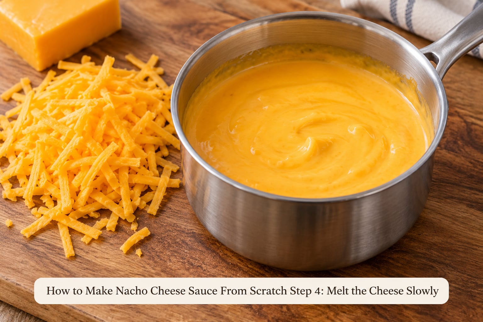 How to Make Nacho Cheese Sauce From Scratch Step 4: Melt the Cheese Slowly