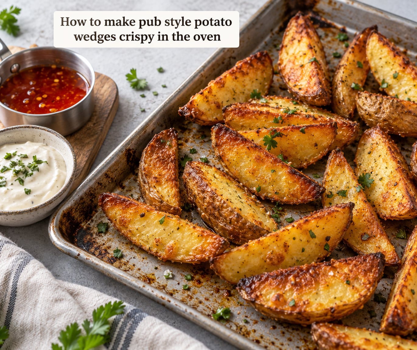 How to make pub style potato wedges crispy in the oven