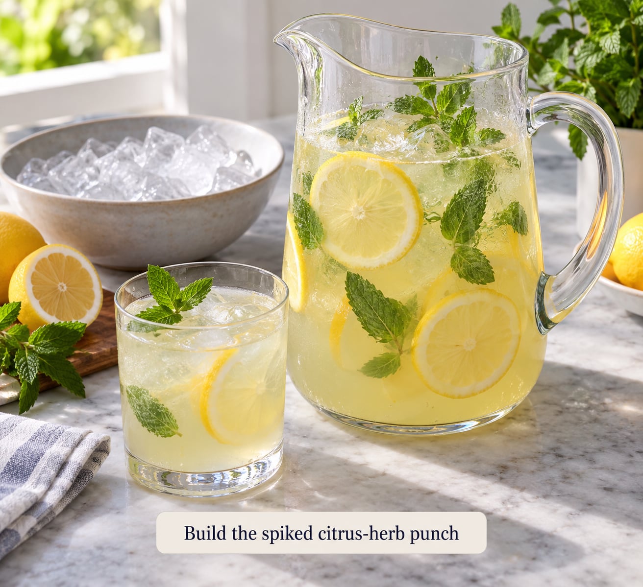 Build the spiked citrus-herb punch