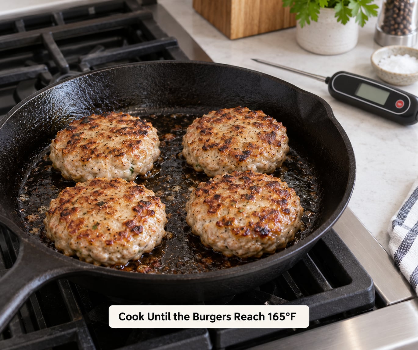 Cook Until the Burgers Reach 165°F