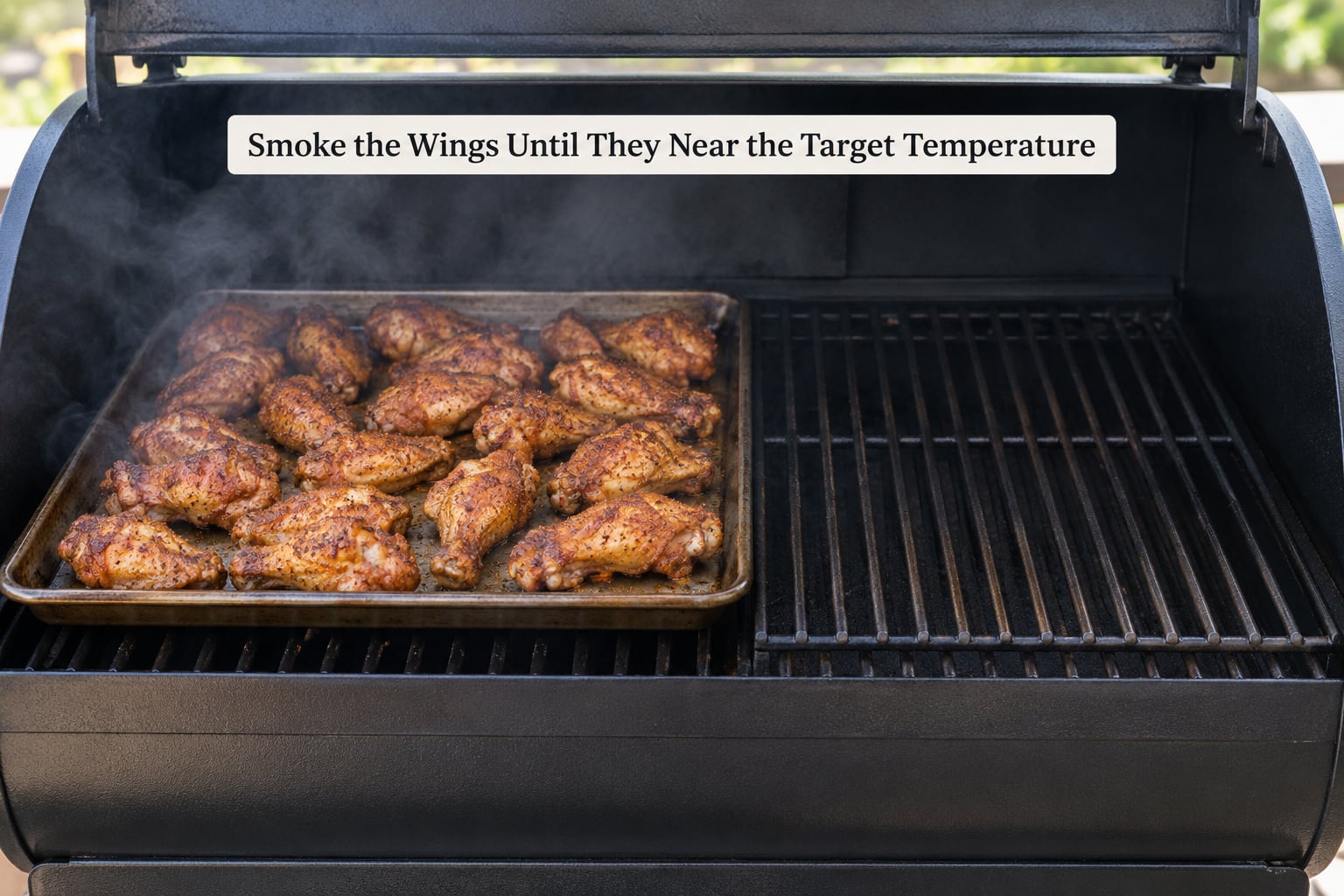 Smoke the Wings Until They Near the Target Temperature