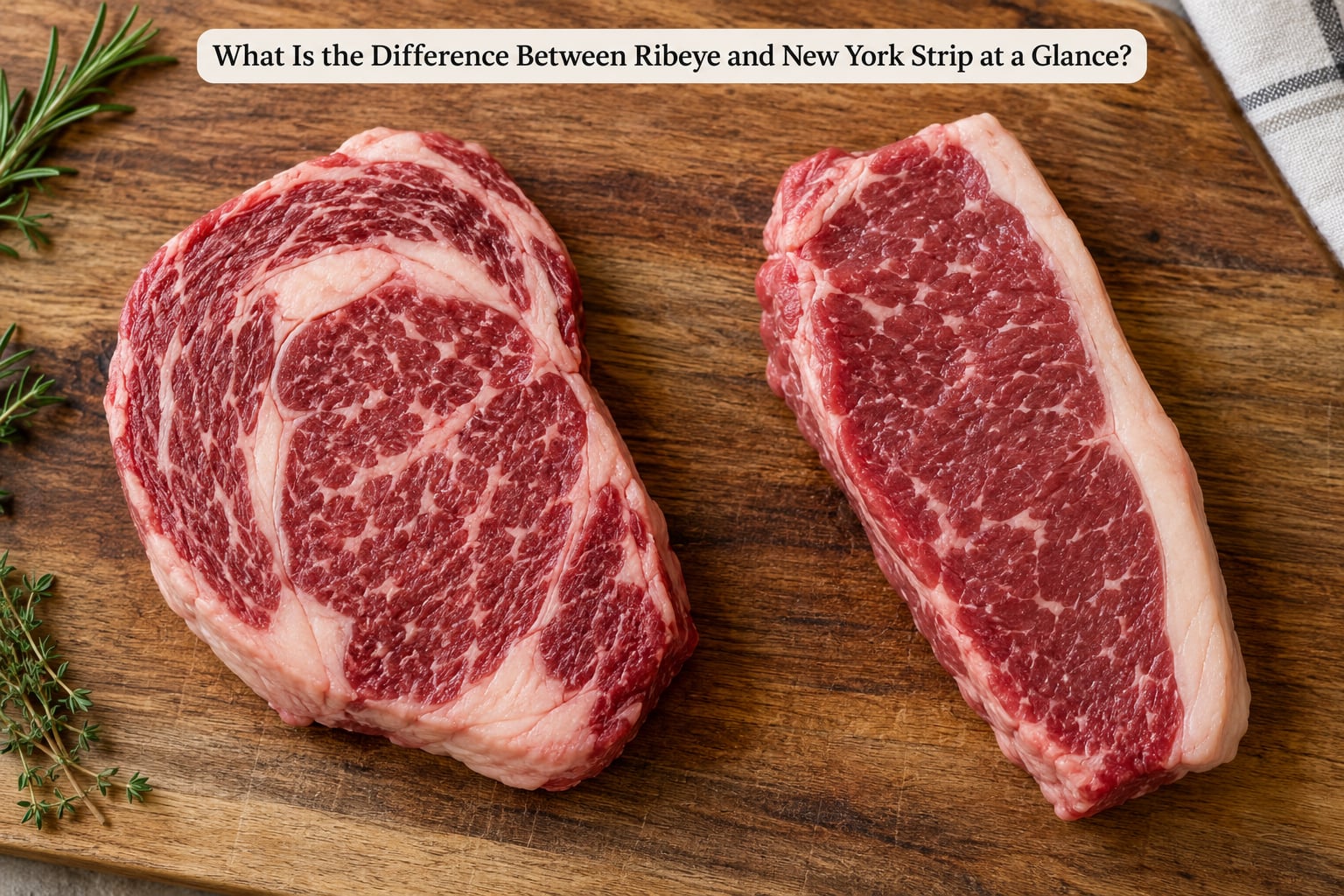 What Is the Difference Between Ribeye and New York Strip at a Glance?
