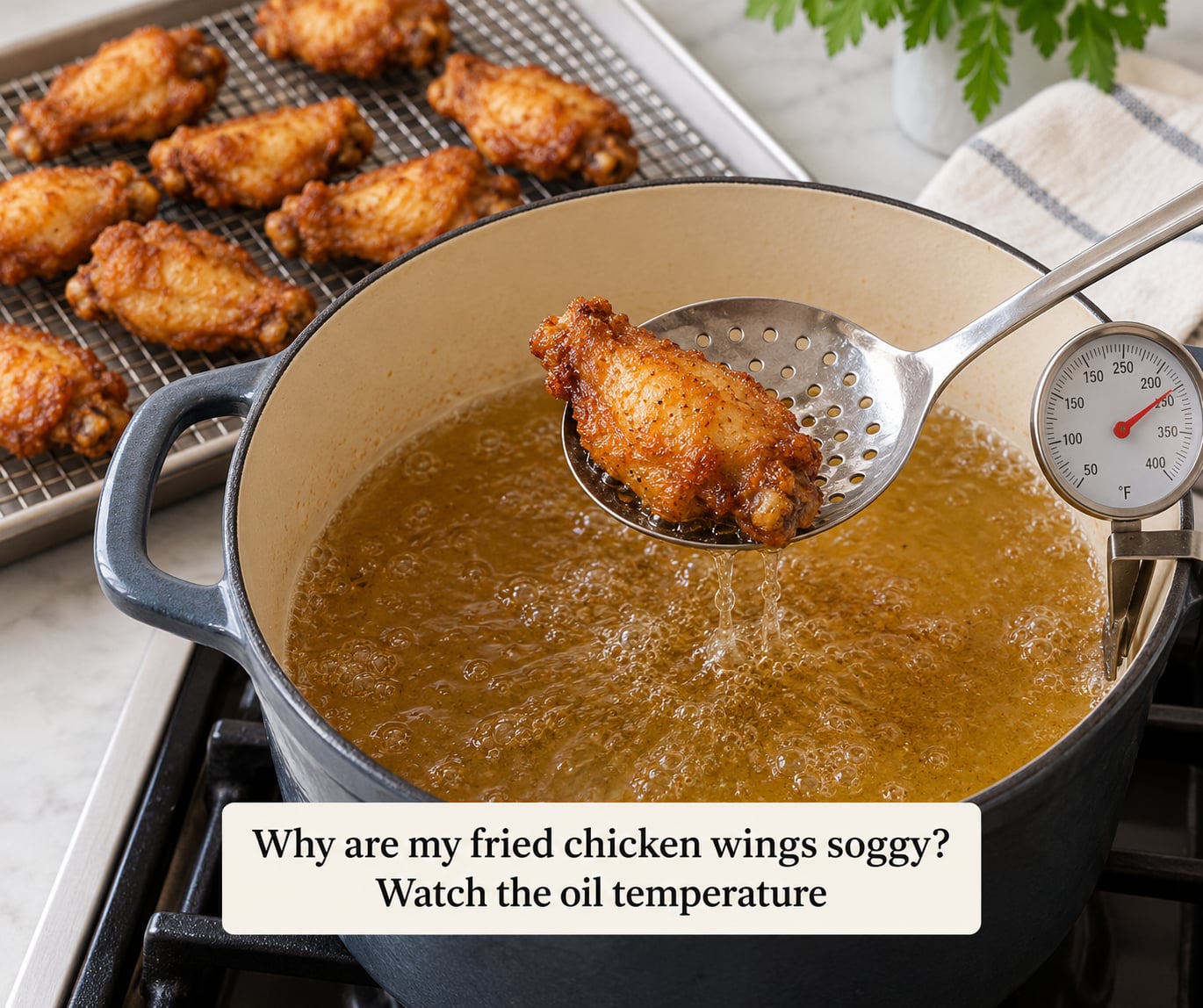 Why are my fried chicken wings soggy? Watch the oil temperature